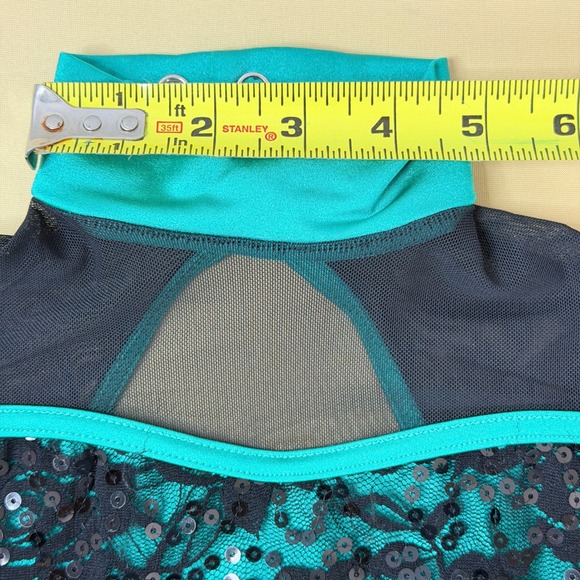Weissman Teal Sequin Lace Dance Costume IC 7/8 + Headpiece - Picture 3 of 10